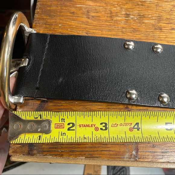 Michael Kors black leather silver stud wide belt M - Picture 5 of 11